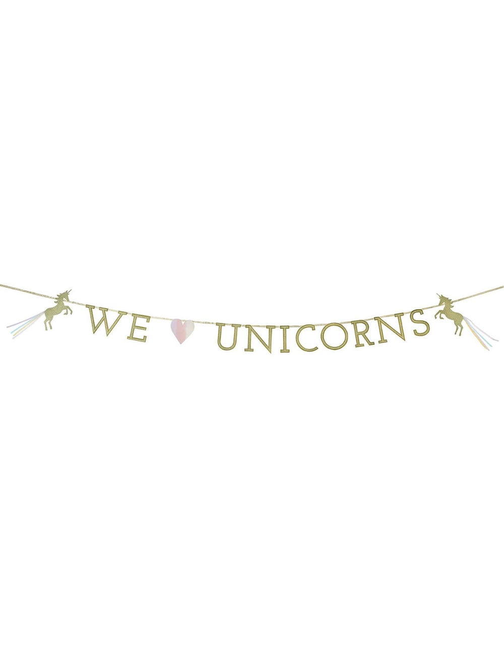 Girlanda od kartona we love unicorns za rođendan, zlatna