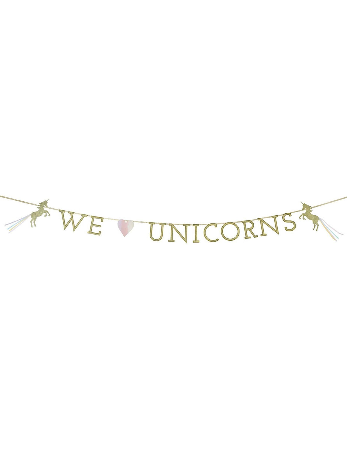 Girlanda od kartona we love unicorns za rođendan, zlatna