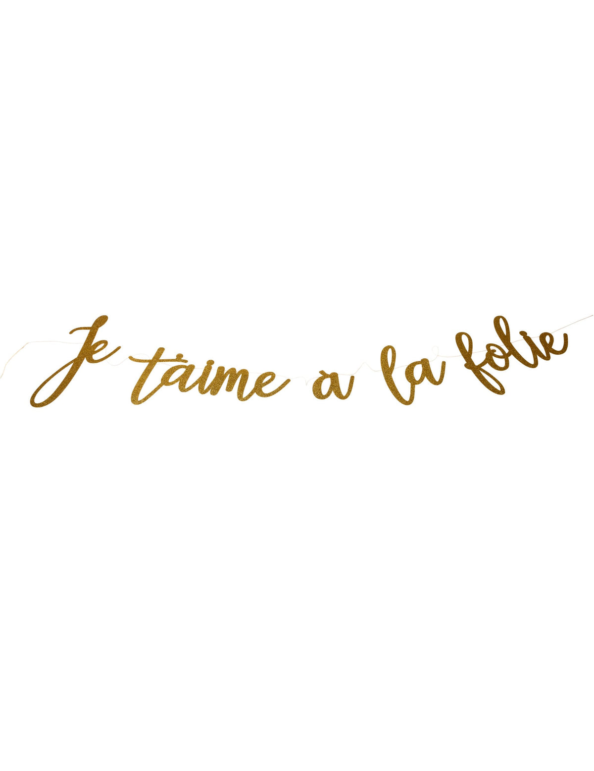 Guirlande en carton je t'aime à la folie pour déco saint valentin à paillettes dorées