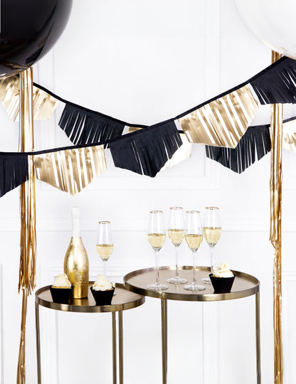 Crni i zlatni obrubljeni papir Garland 3 m