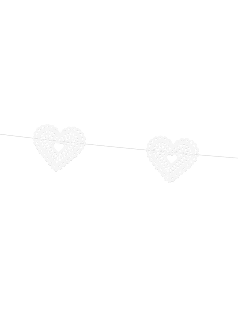 Guirlande en papier cœurs dentelle pour mariage blanche