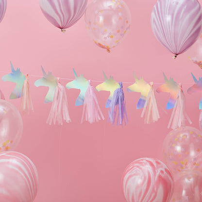 Papirnata girlanda s resicama Jednorog iridescentna 1,5 m 