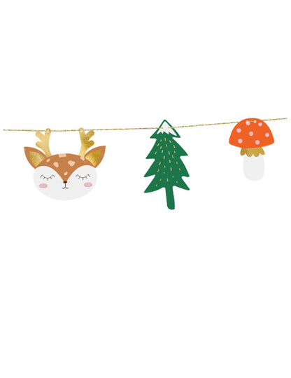Božićna papirnata girlanda s motivom šume od 1,7 m s meljama i jelenima