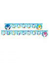 Guirlande en papier Happy Birthday Baby Shark bleue avec motifs de requins