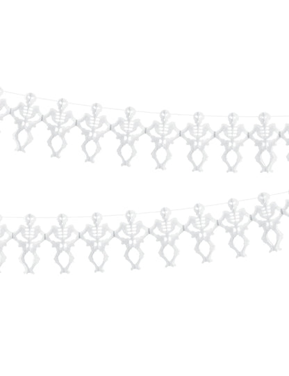 Guirlande en papier squelette pour Halloween blanche