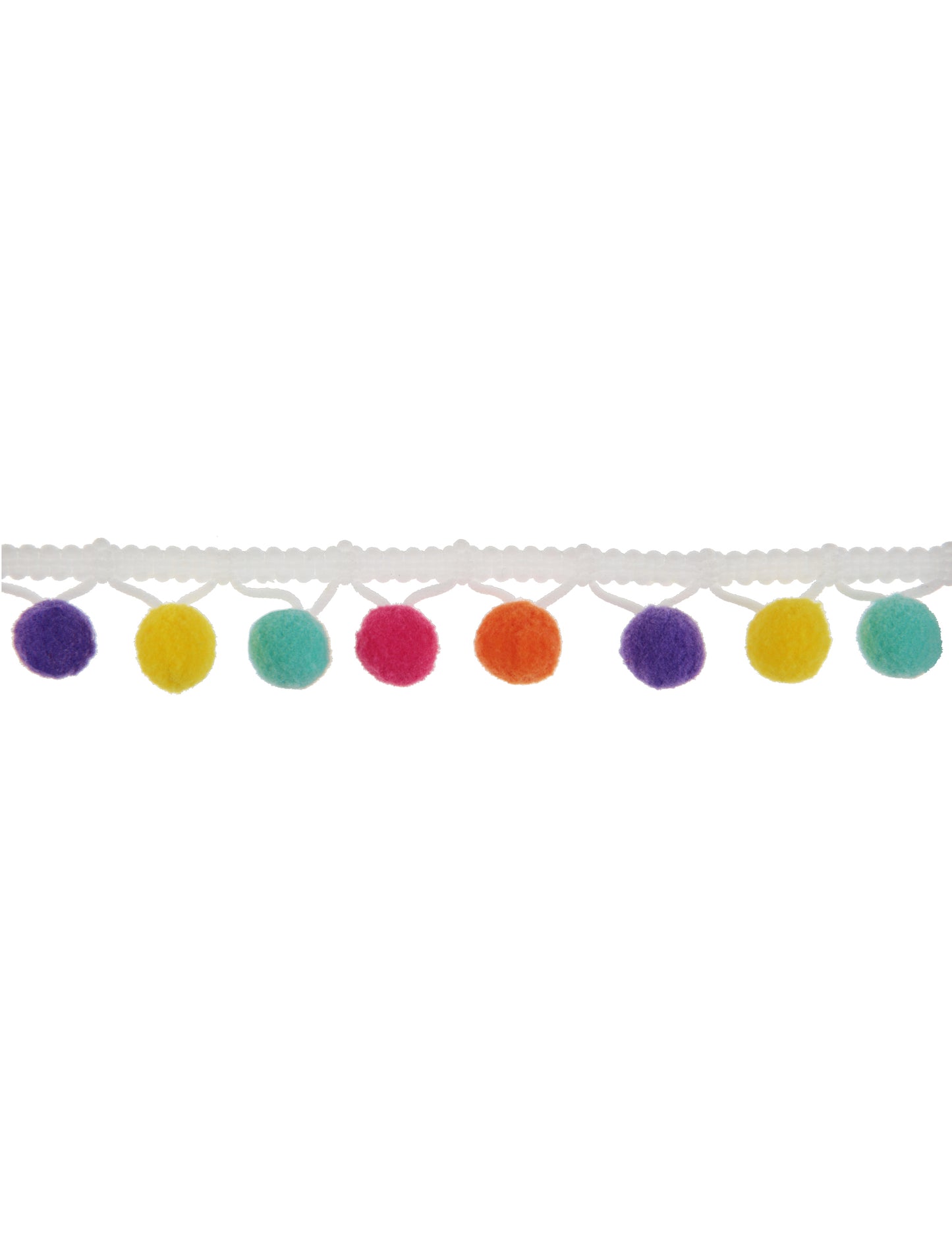 2 m bijele, raznobojne pompon trake širine 2 cm