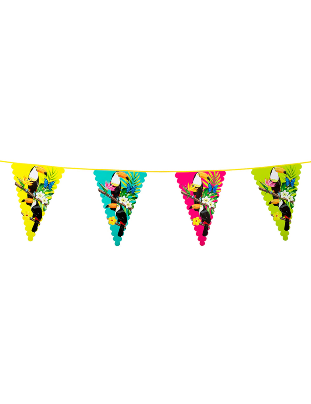Guirlande fanions en plastique toucan pour fête multicolore