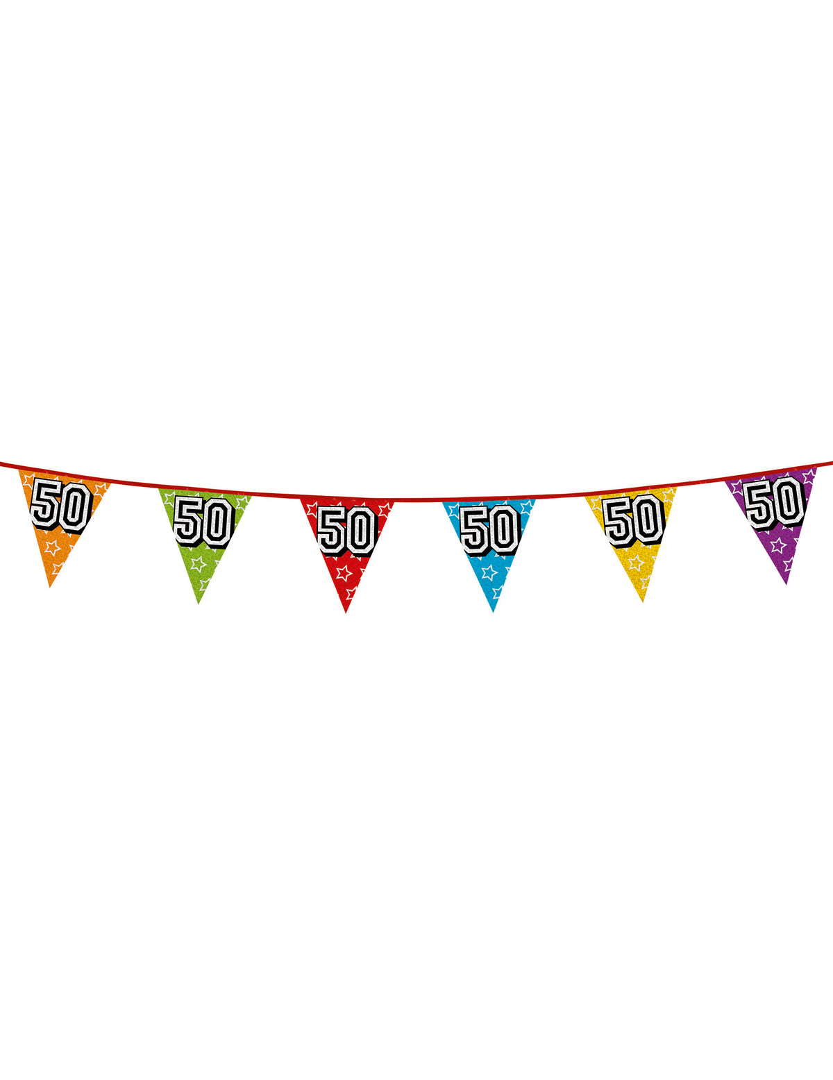Guirlande fanions holographiques chiffre 50 pour anniversaire multicolore