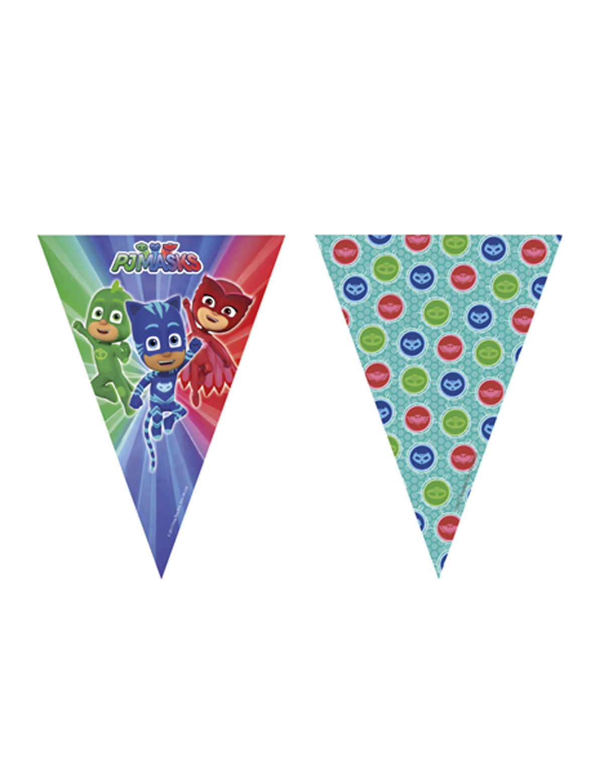 Guirlande fanions Pyjamasques pour enfant multicolore avec Yoyo Bibou et Gluglu