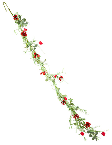 Vijenac od crvenog lišća i cvijeća, 1,83 m, seoski stil