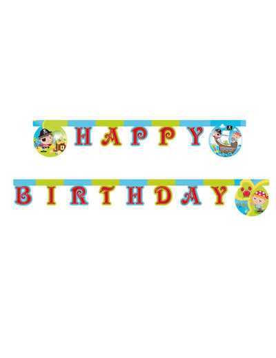 Guirlande happy birthday chasse au trésor pirate rouge