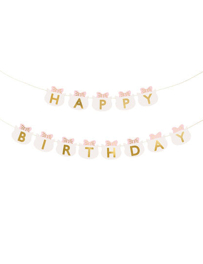 Girlanda za mačiće Sretan rođendan 2,8 m s ružičastim mašnama