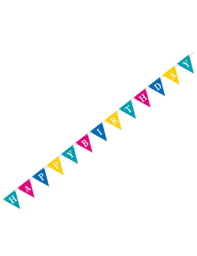 Guirlande de fanions Happy Birthday pour anniversaire multicolore