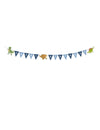 Guirlande à fanions Happy Birthday grands dinosaures pour enfant bleue