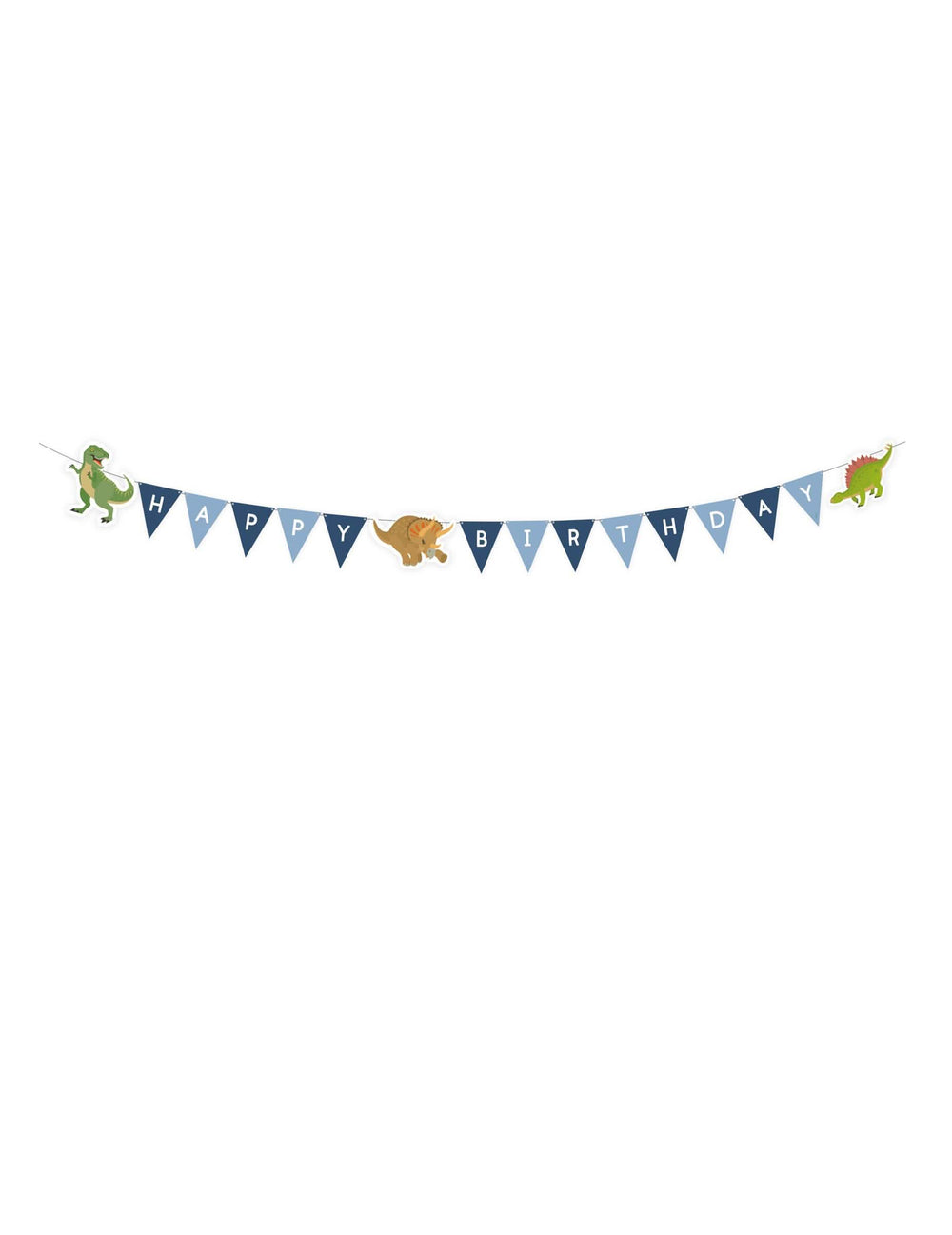 Girlanda s trokutastim zastavicama Happy Birthday veliki dinosauri za dijete plava
