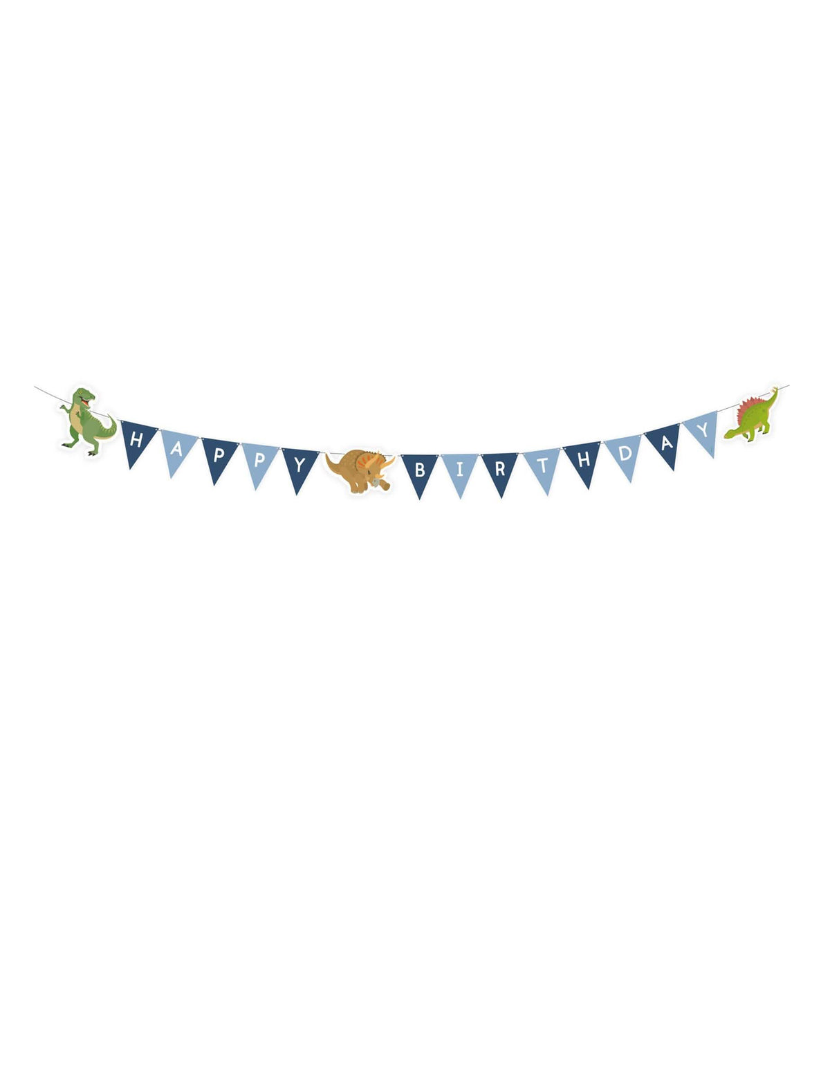 Girlanda s trokutastim zastavicama Happy Birthday veliki dinosauri za dijete plava