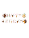 Guirlande happy birthday joli cheval pour enfant rose en carton avec fleurs