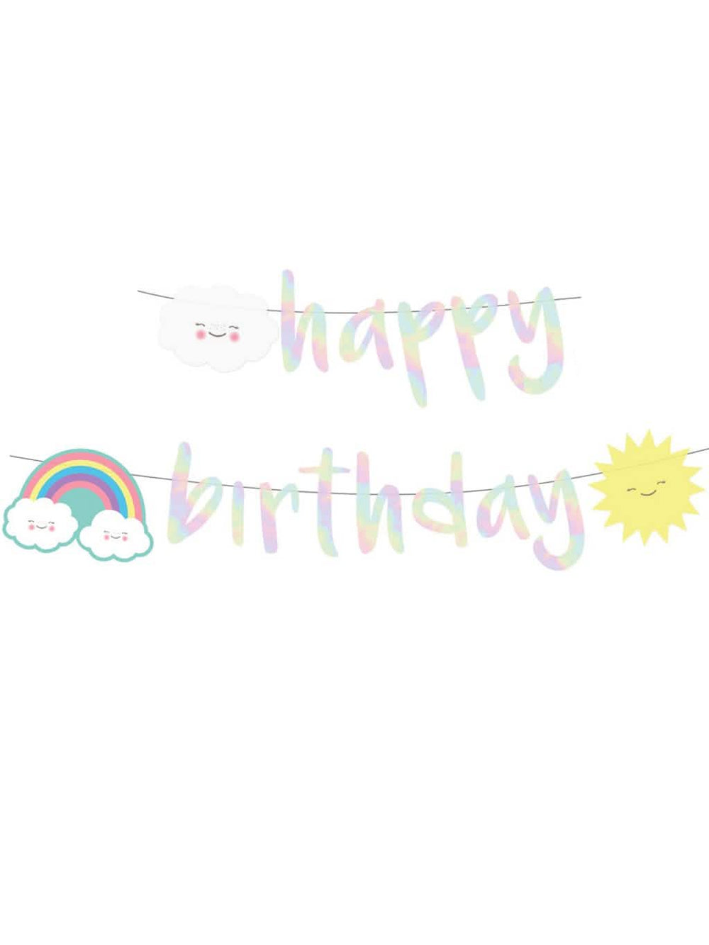 Girlanda happy birthday iridescentni oblak od kartona