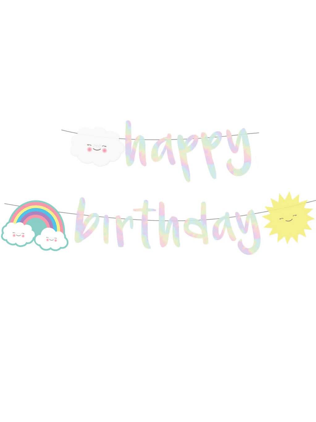 Girlanda happy birthday iridescentni oblak od kartona