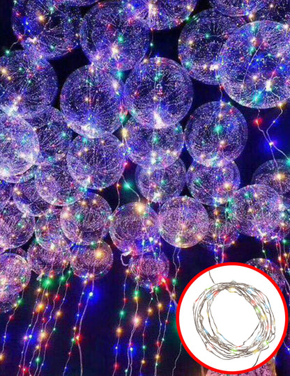 Mise en situation sur ballons de la guirlande lumineuse multicolore pour fête