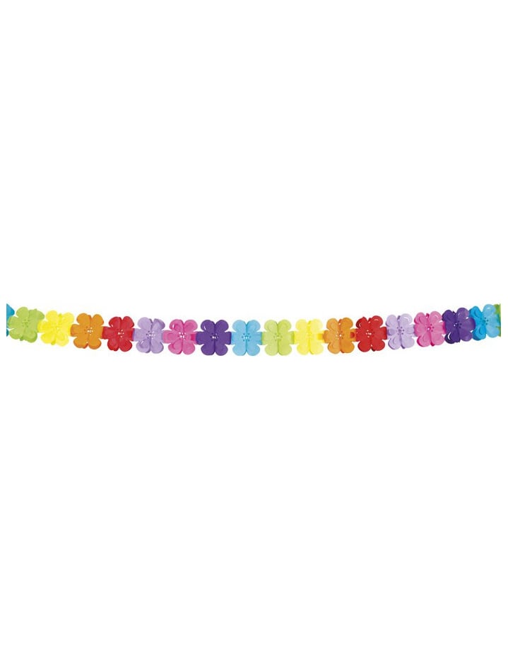 Détail des fleurs de la guirlande de fleurs pour fête multicolore