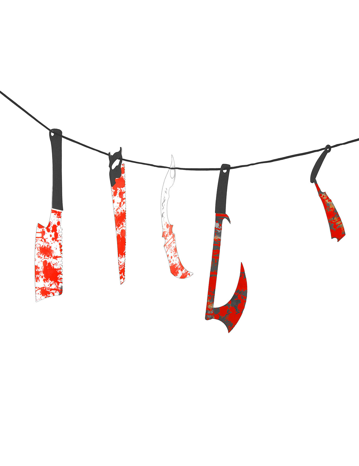 Guirlande outils ensanglantés argent et rouge