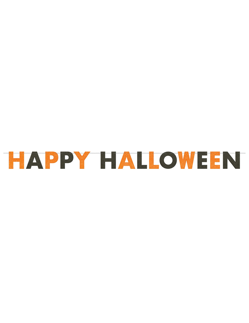 Guirlande Happy Halloween pour décoration de fête orange et noire pailletée