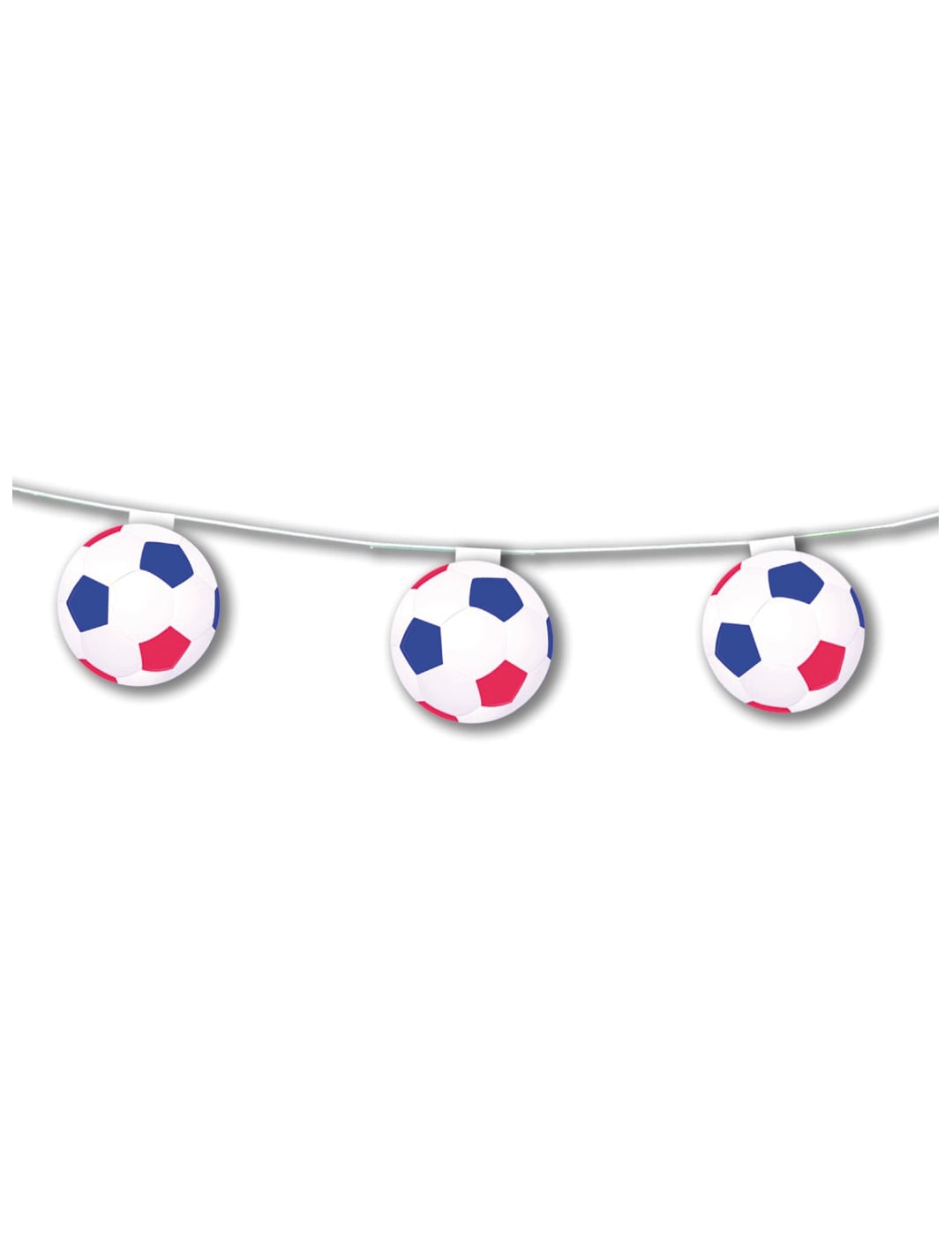 Guirlande papier ignifugé ballons de football pour supporter bleu blanc rouge