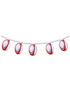 Guirlande en papier ignifugé ballons de rugby pour décoration blanc rouge et bleu