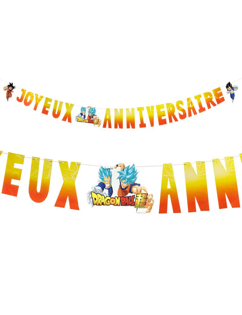 Détail des personnages et de l'inscription de la guirlande papier Dragon ball Z