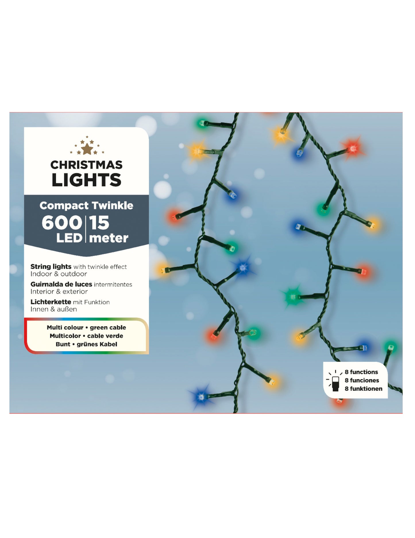 Višebojni svjetleći lanac 600 LED 15 m 