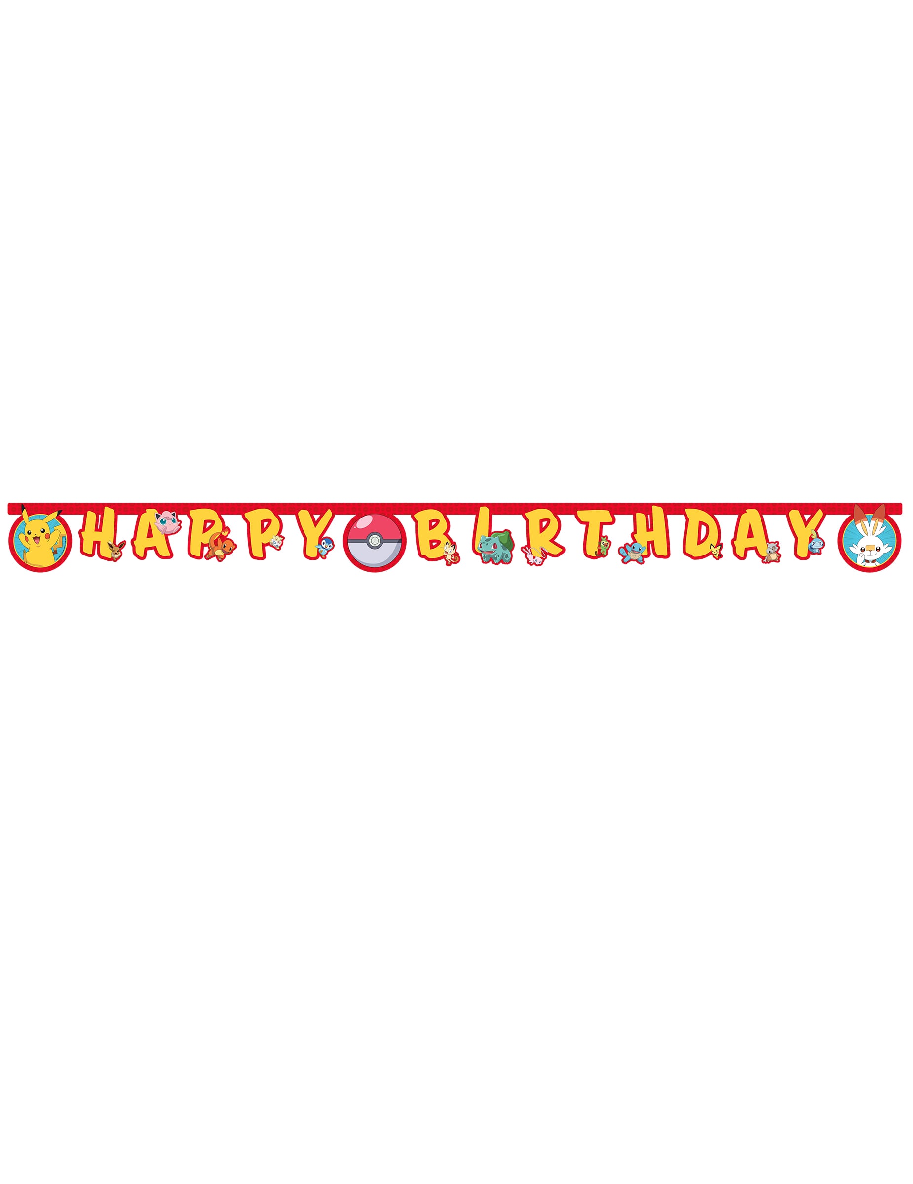 Guirlande Happy Birthday Pokémon Next Génération pour anniversaire rouge et jaune