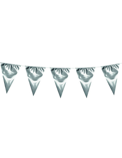 Guirlande à fanions géants pour décoration de fête argentée