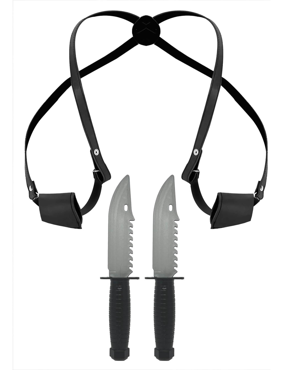 Holster avec 2 couteaux pour adulte noir et gris