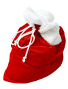 Hotte du Père Noël pour adulte rouge en velours luxe avec bordure blanche