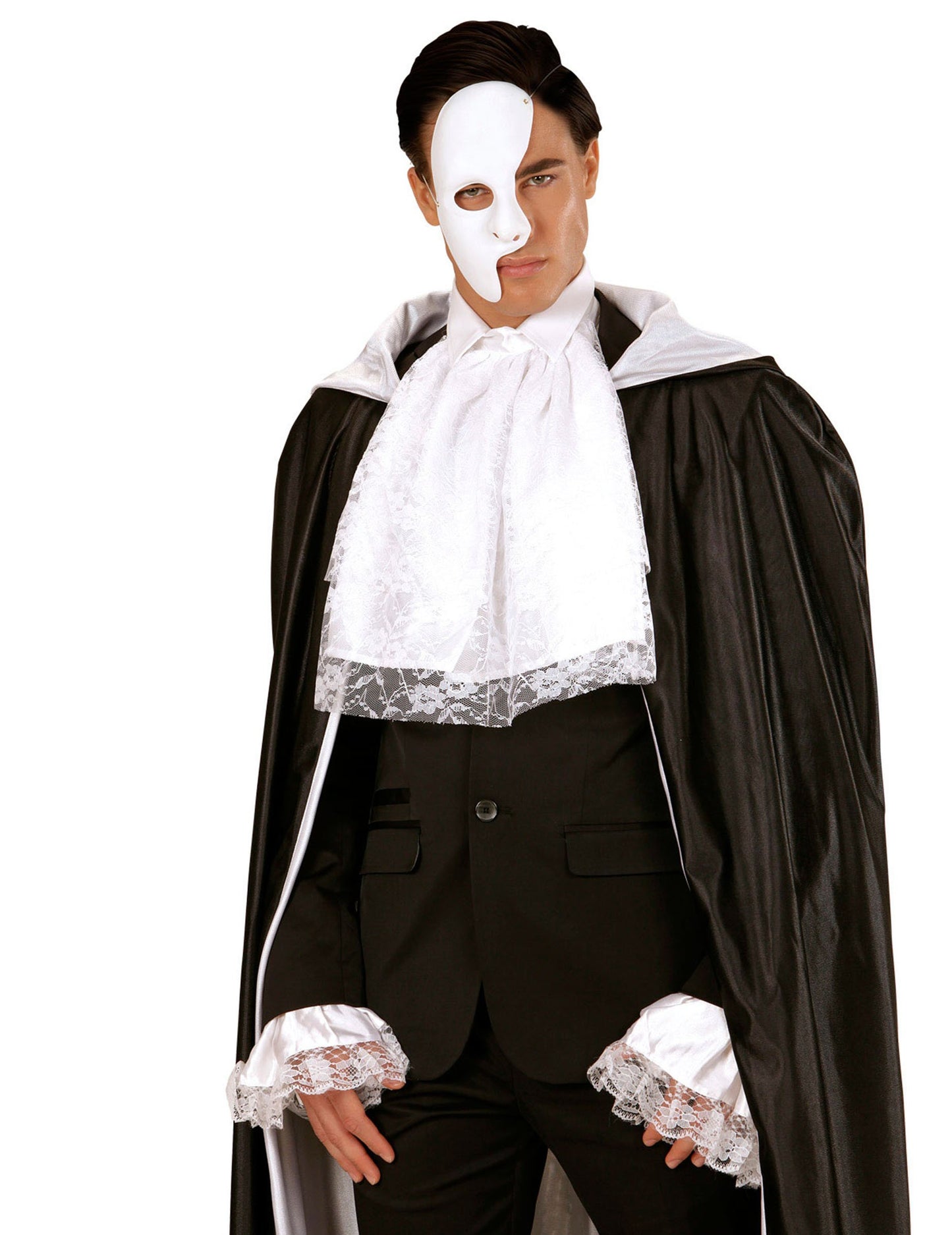 Jabot et manchettes dentelle pour adulte blanche