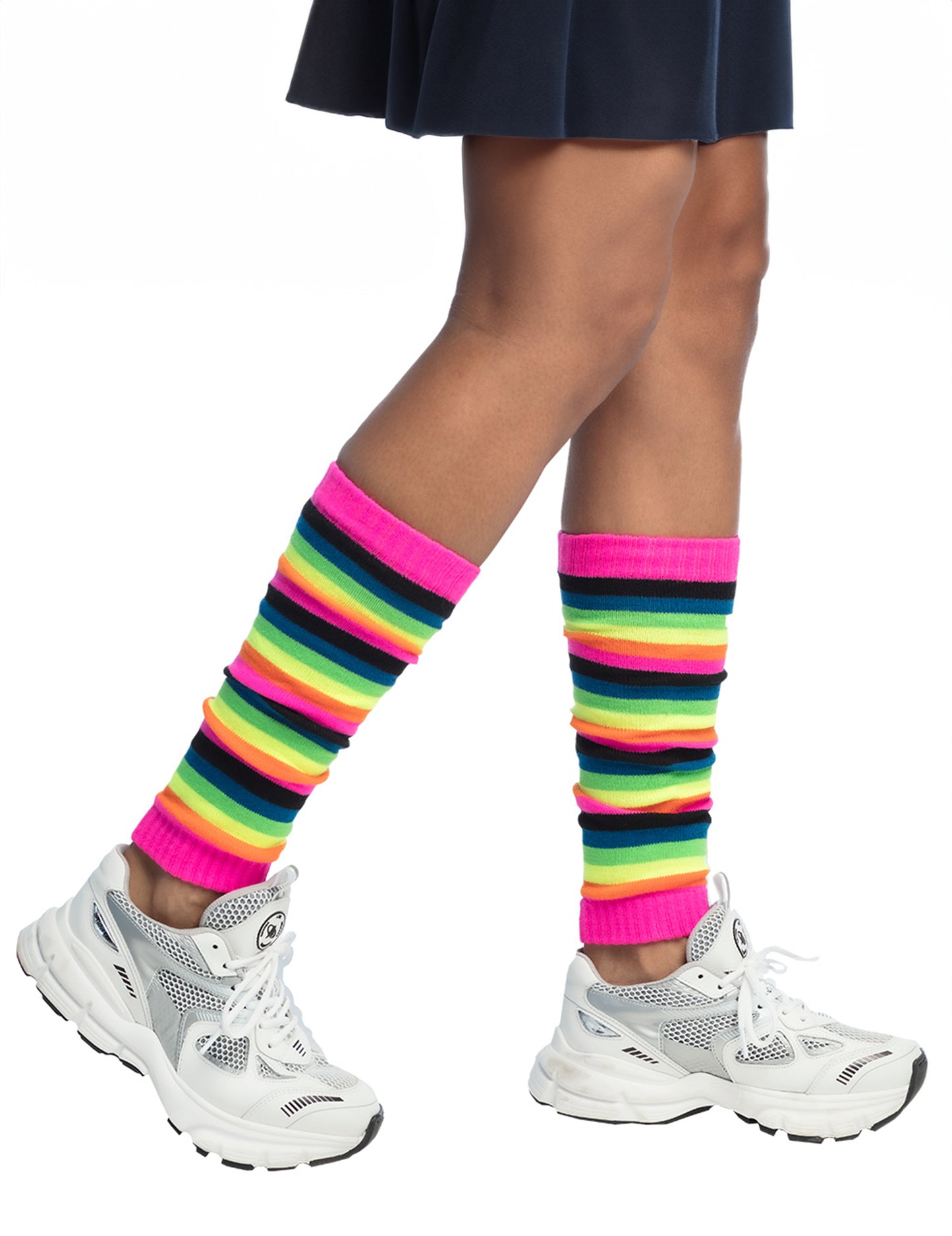 Jambières arc-en-ciel fluo pour adulte à rayures