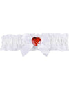 Jarretière sexy dentelle pour femme blanche avec cœur rouge