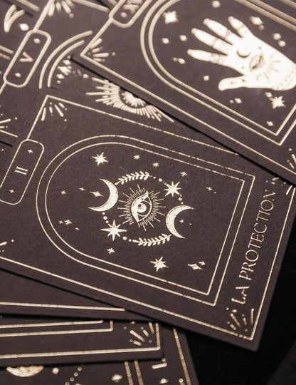 Set od 20 proročanskih karata Cosmic Spirit od crnog i zlatnog papira 8 x 11 cm