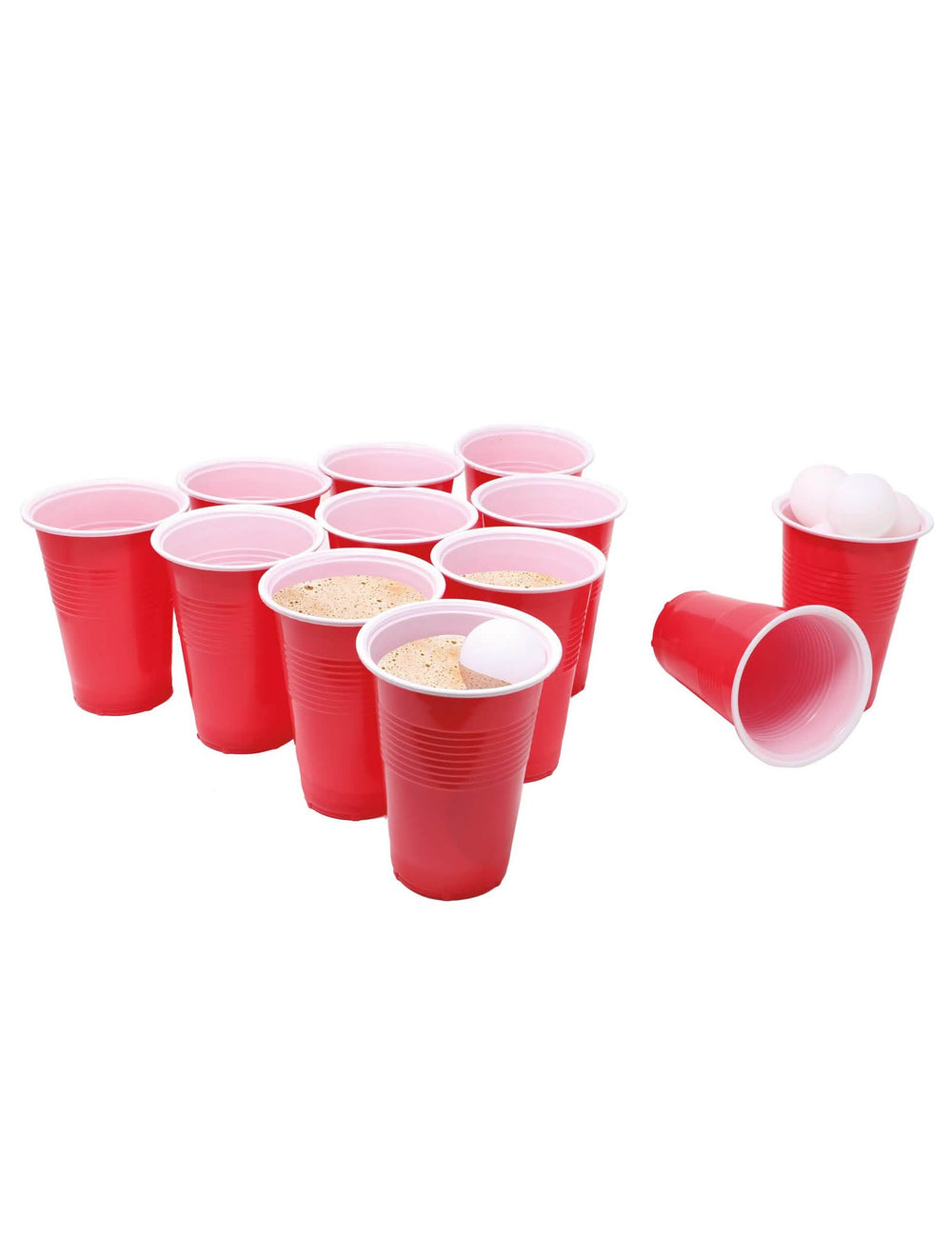 Jeu de beer pong avec gobelets et balles pour adulte rouge et blanc