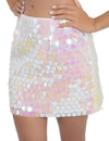 Jupe blanche à paillettes irisées pour femme
