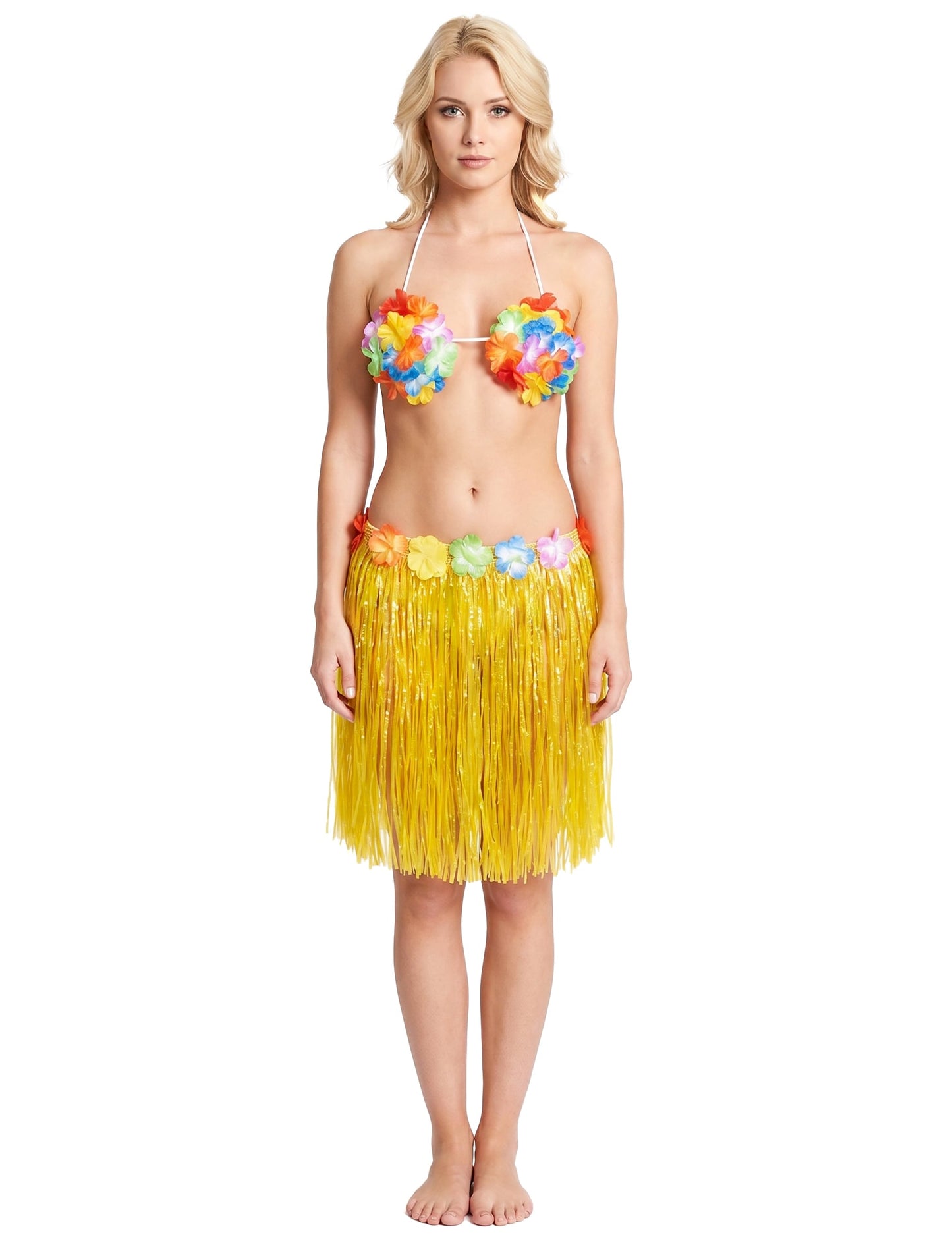 Jupe hawaïenne courte jaune adulte