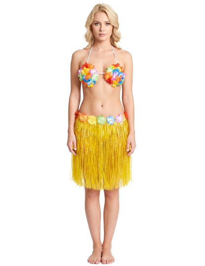 Jupe hawaïenne courte jaune adulte