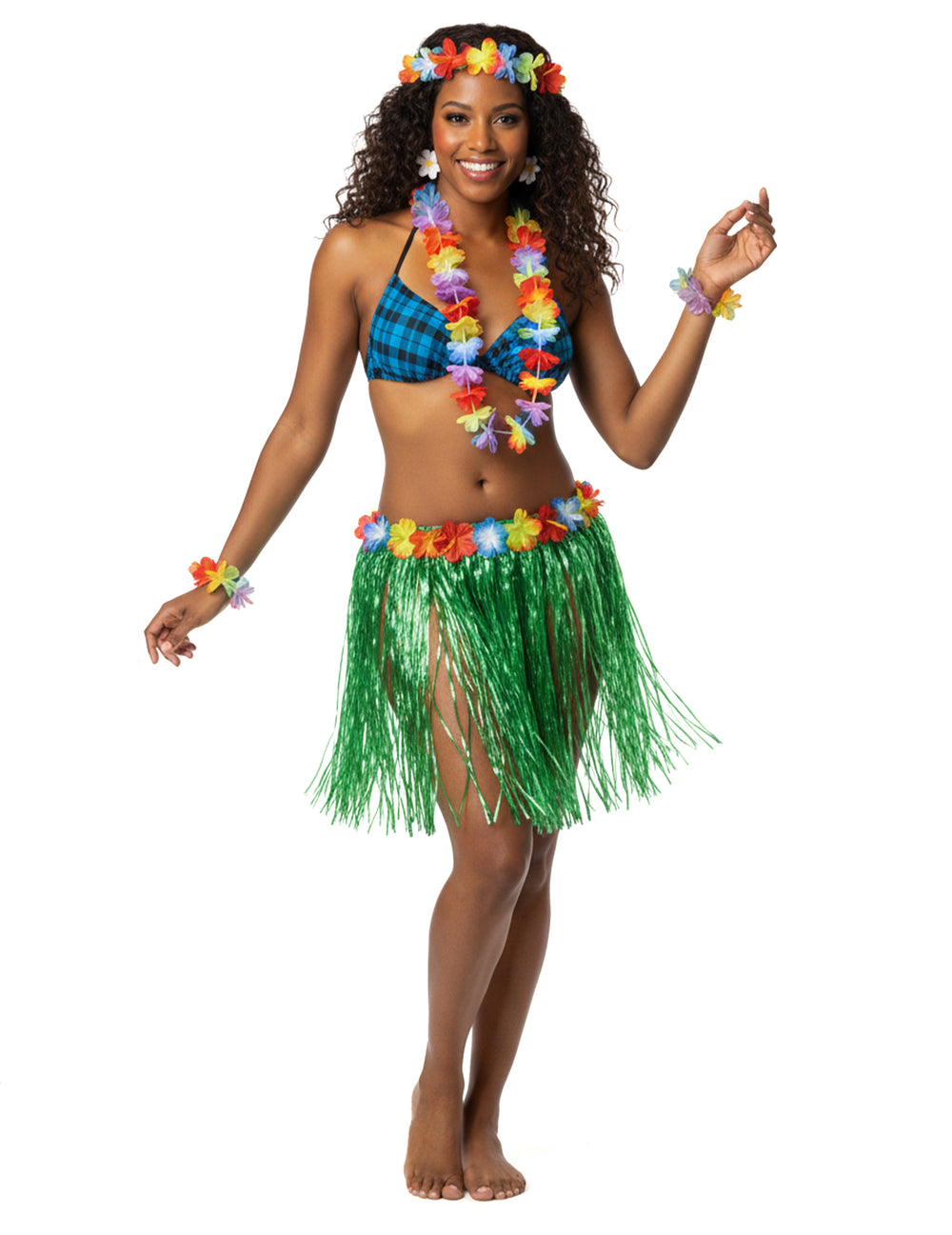 Jupe hawaïenne courte pour adulte verte