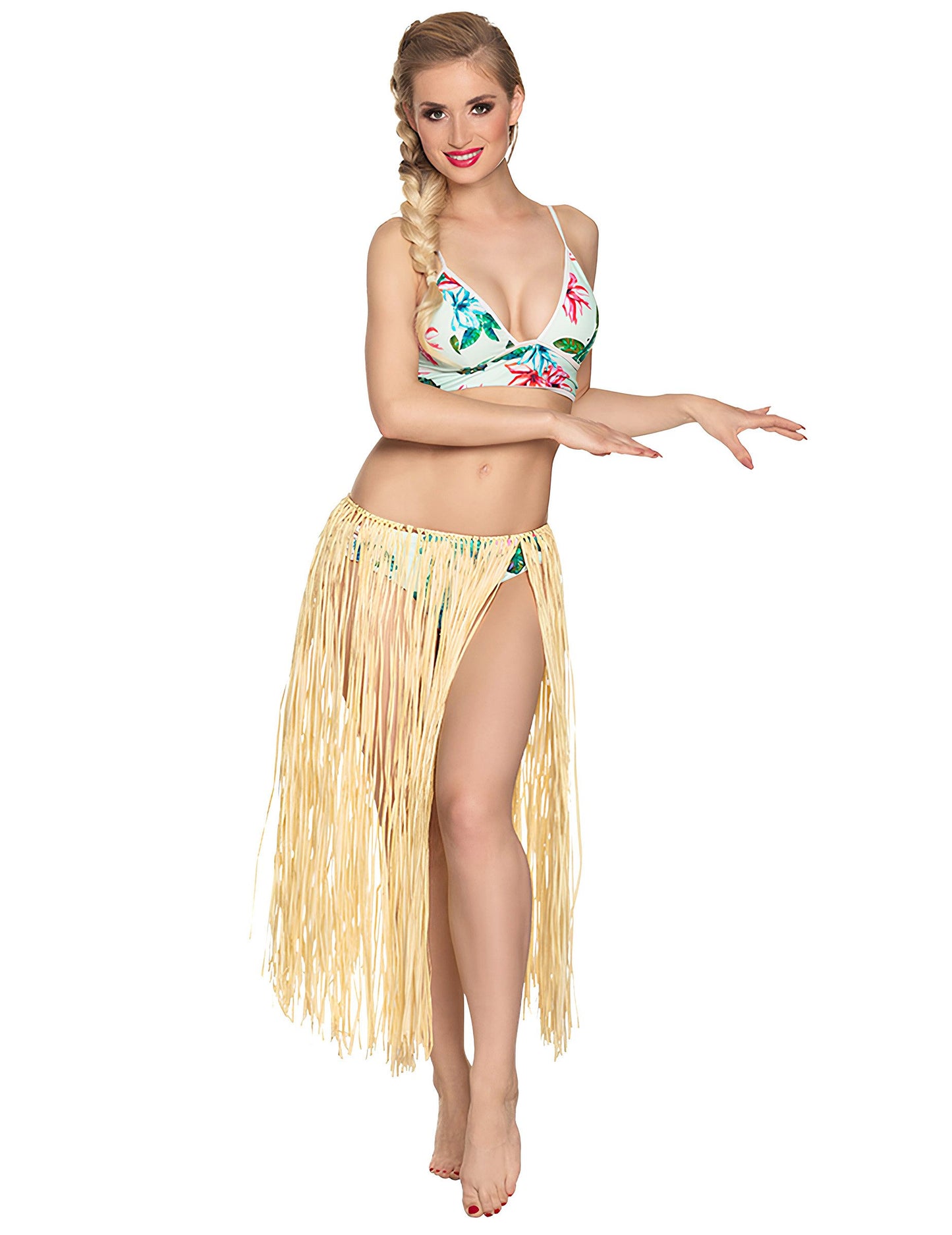 Duga prirodna havajska suknja raphia odrasla osoba