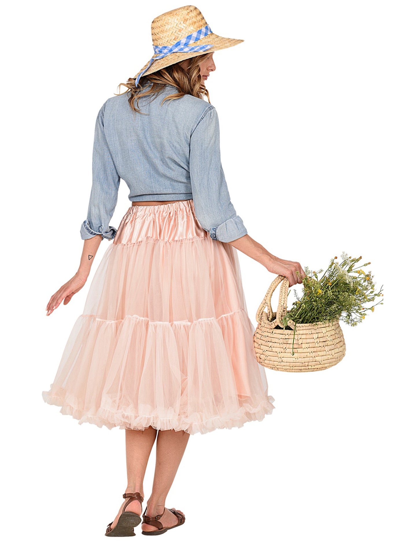 Ružičasta bež tille petticoat 65 cm