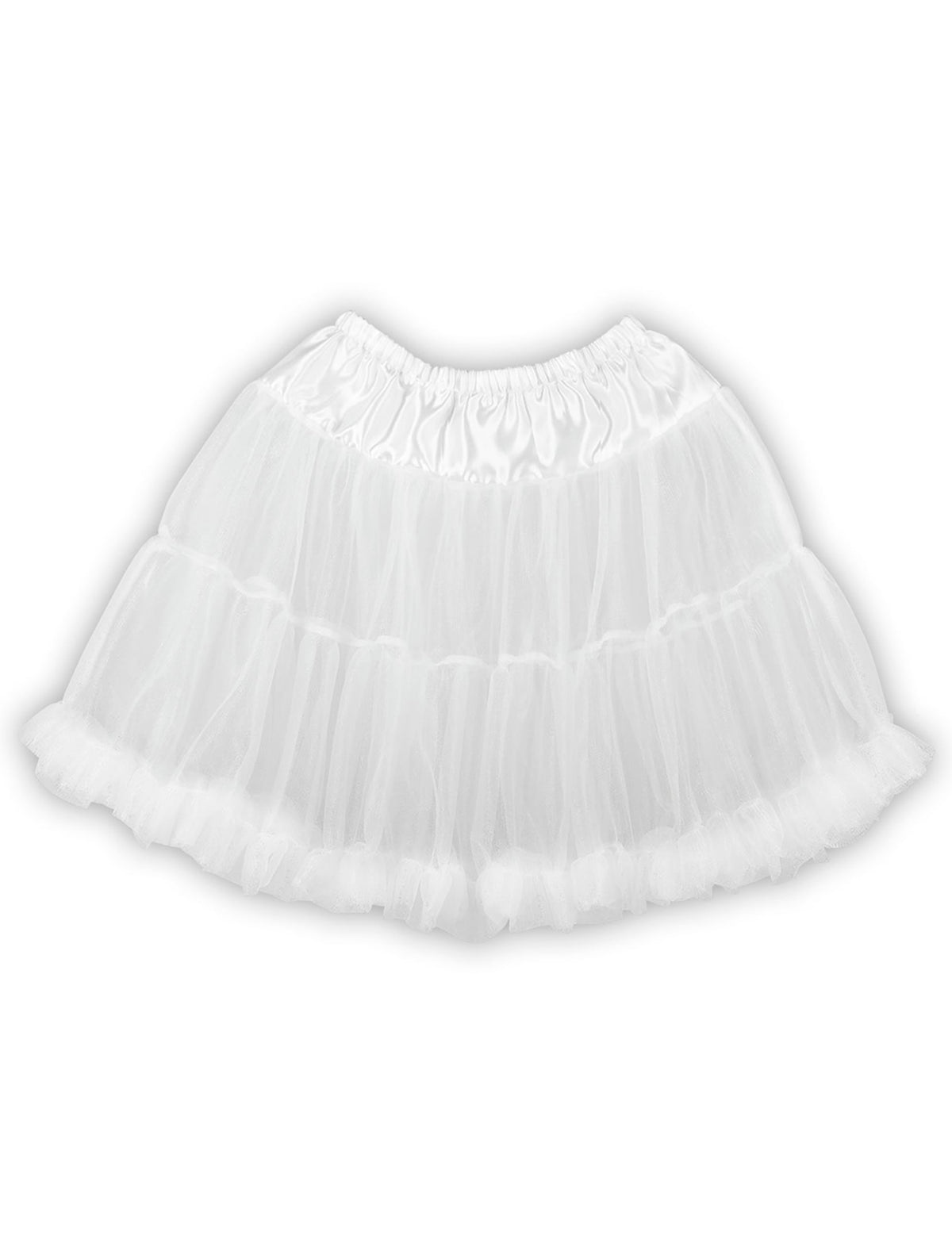 Vue d'ensemble à plat du jupon mi-long pour femme blanc