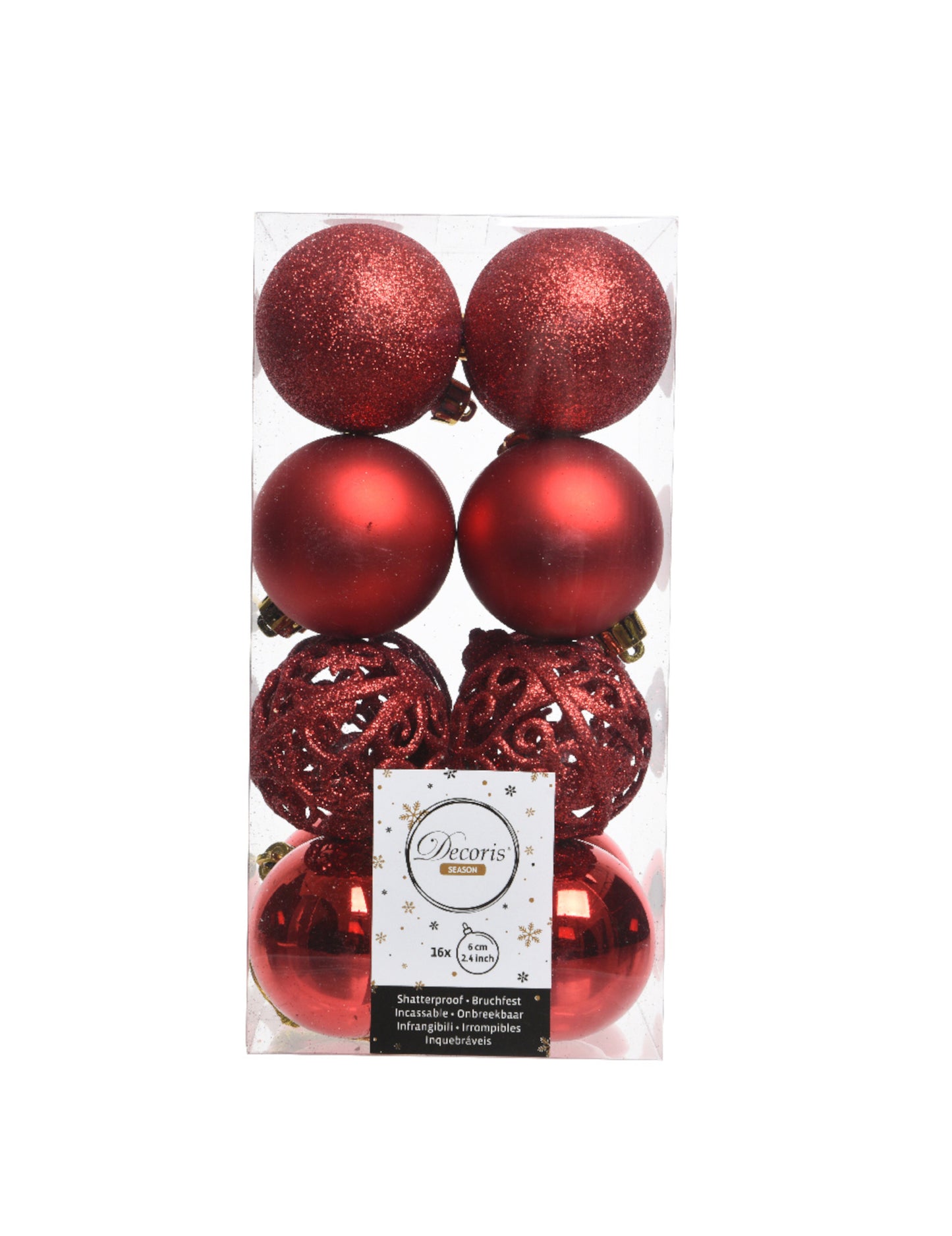 16 malih crvenih božićnih kuglica 6 cm