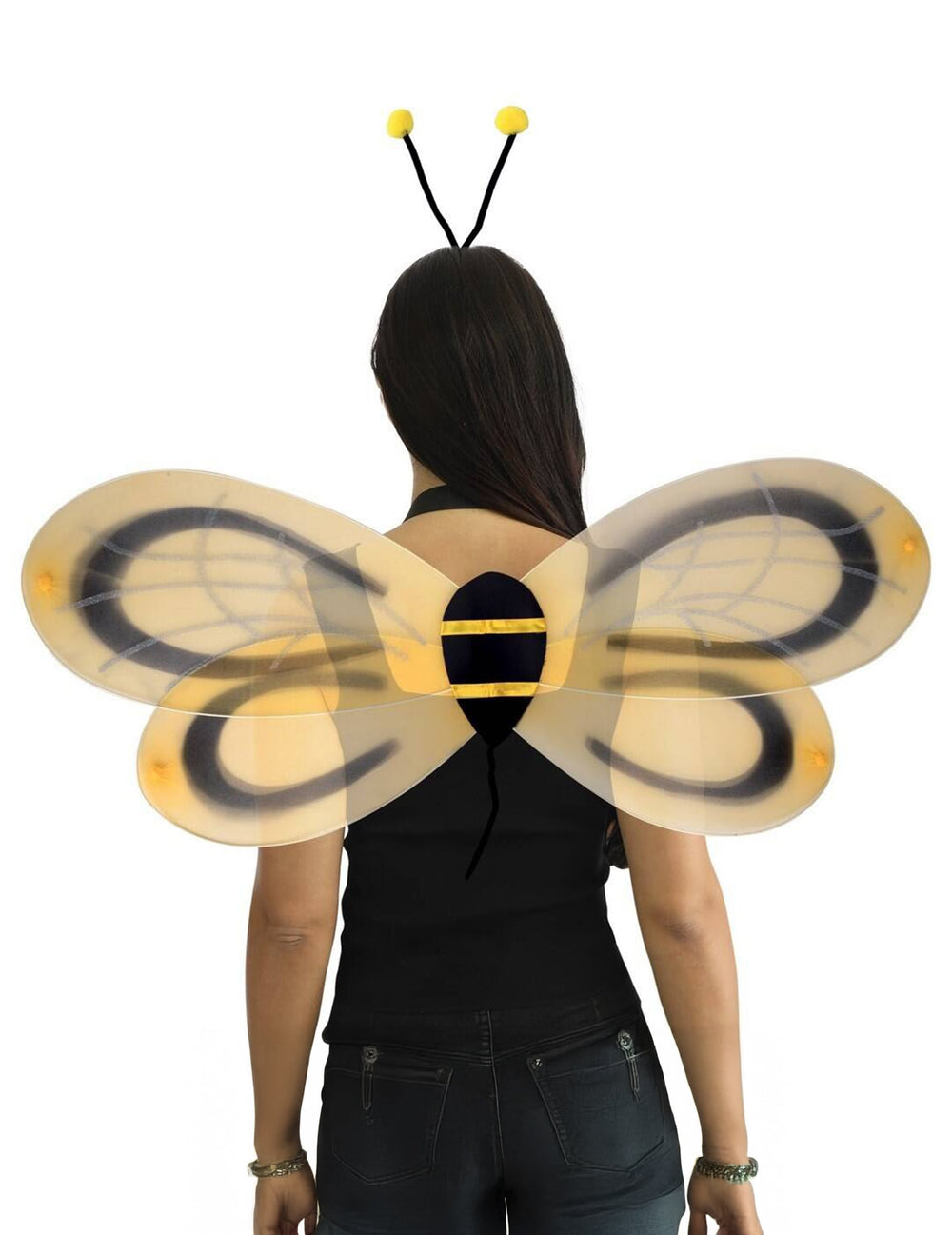 Kit accessoires abeille pour adulte jaune et noir avec ailes et serre-tête