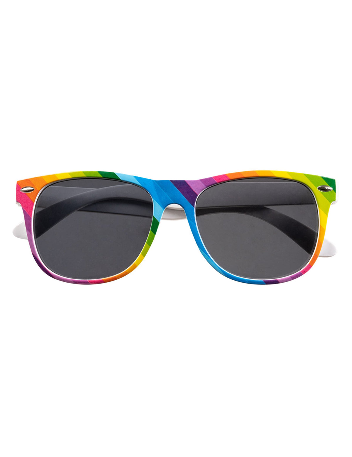 Vue de face des lunettes de soleil du kit d'accessoires arc en ciel